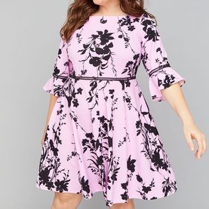 Lane Bryant Pink and Black Floral Dress